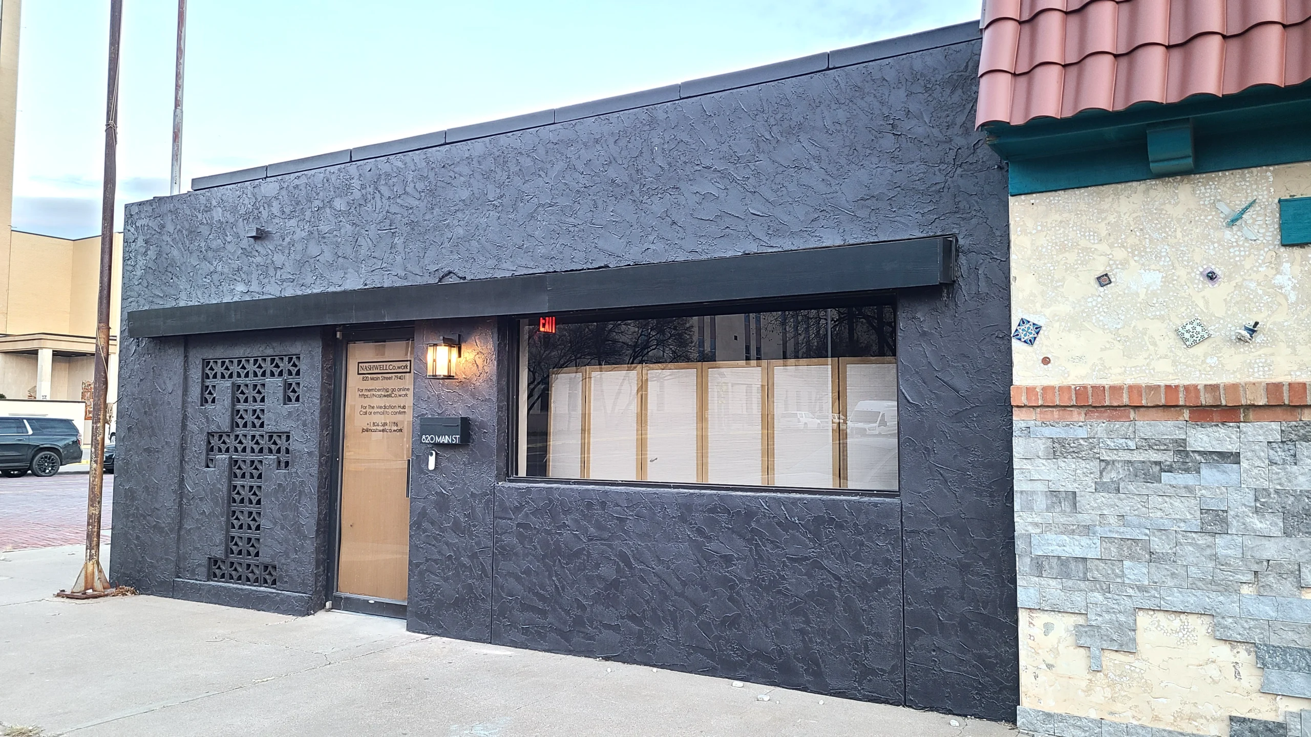 Nashwell Cowork building exterior at 820 Main St in Lubbock, Texas